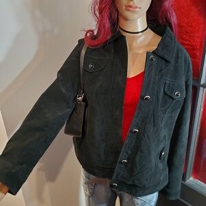 Christopher & Banks Black Suede Jacket